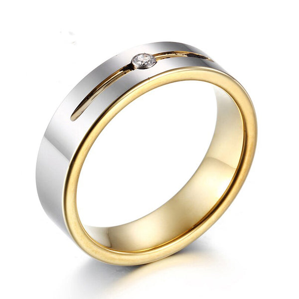 Anillos de boda de tungsteno dorado con circonitas cúbicas para mujer