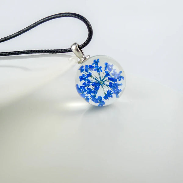 Colorful Dried Flower glass ball pendants Hand Made Long necklace for women