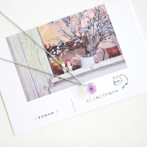 Small flower glass necklace women clavicle chain