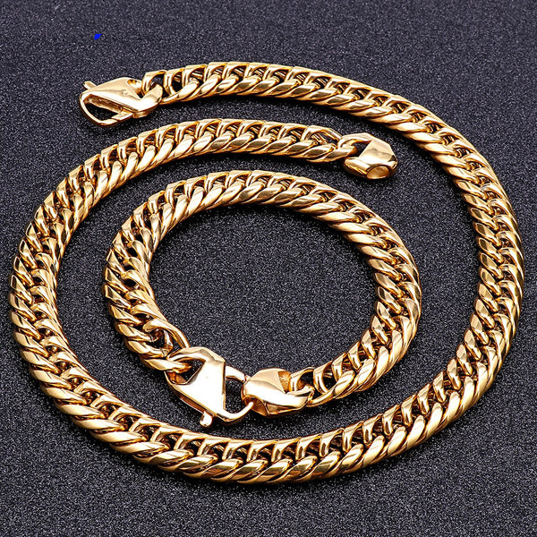 Pulseras para hombre, collar de cadena chapado en oro para hombre
