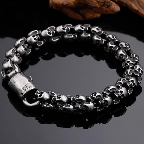Pulsera de calavera punk rockera para hombre