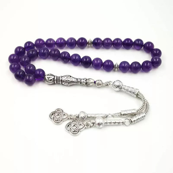 Pulseras de cuentas Tasbih con piedras de amatista naturales y todo lo nuevo para mujer.