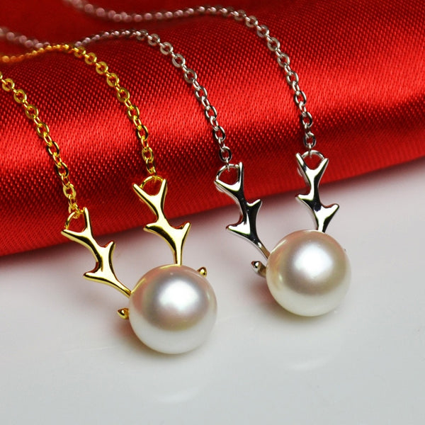 Collar de perlas, joyería de perlas, colgantes de reno de perlas naturales