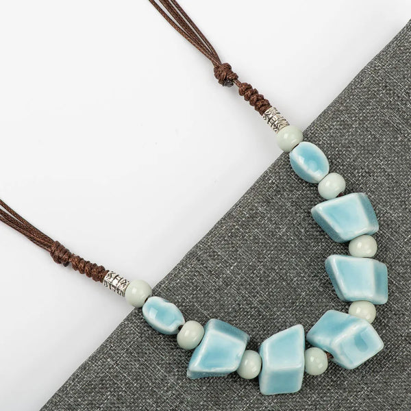 Geometry Shape Ceramic bohemia bead necklace Pendant