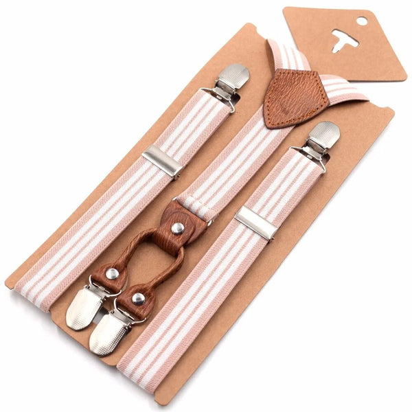 Tirantes para niños de 1 pulgada de ancho, correas de cuero para niños, cinturón elástico con 4 Clips fuertes