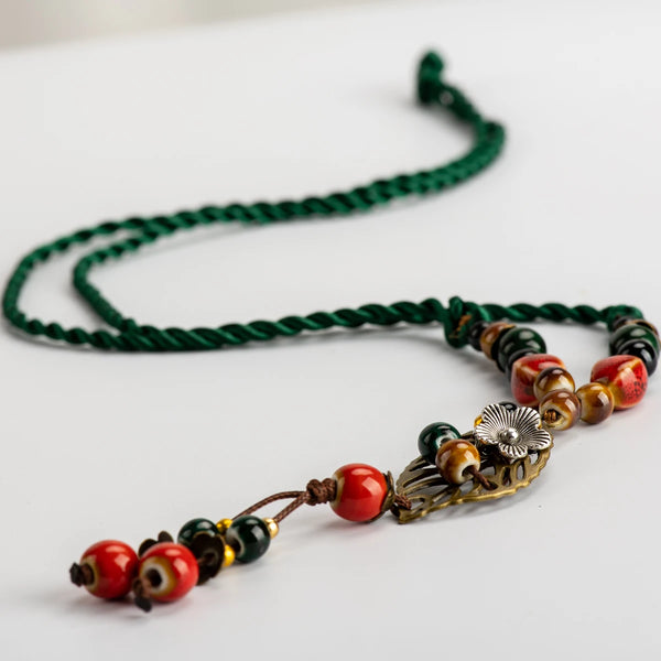 Jingdezhen Handmade Ceramic beads Memorial necklaces Tassel necklaces
