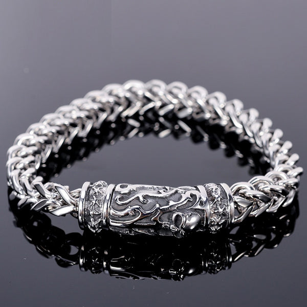Pulsera de calavera gótica para hombre, de acero inoxidable macizo.