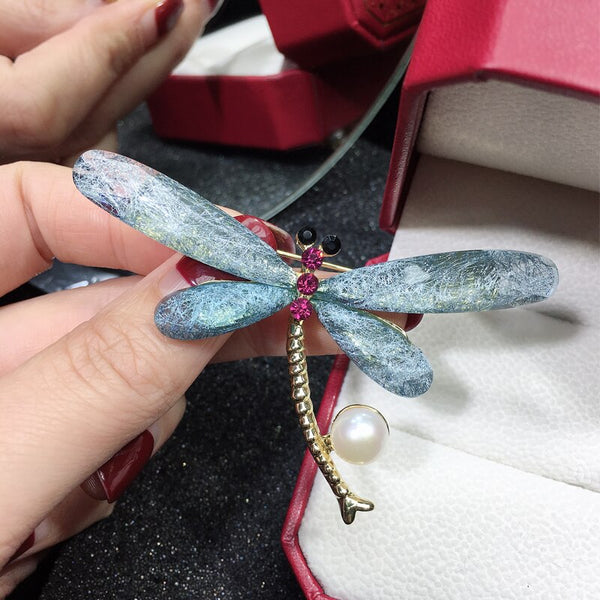High Quality Natural Freshwater Pearl Brooch Pearl Dragonfly Brooch