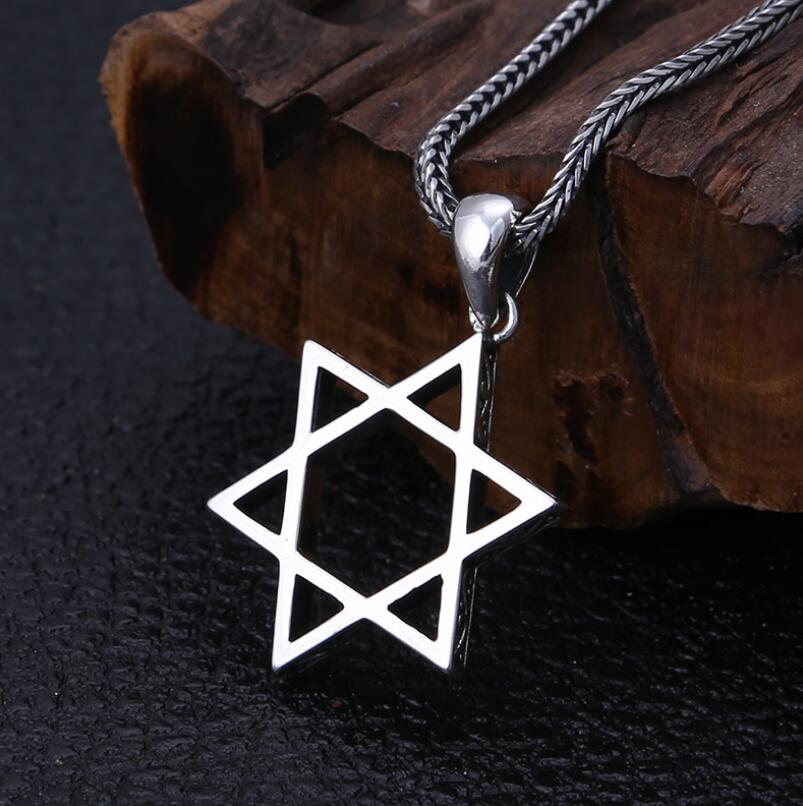 Unibabe S925 Sterling Silver Hexagonal Star Pendent Men And Women