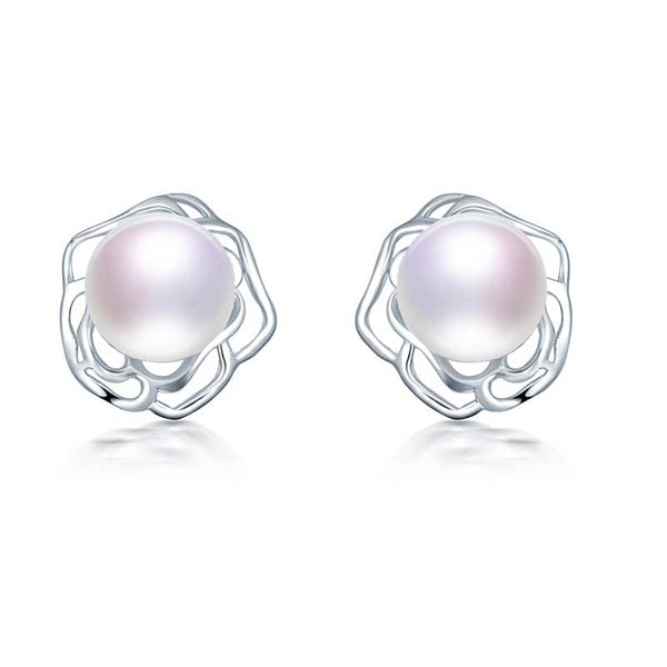8-9 mm freshwater white pearl earrings f