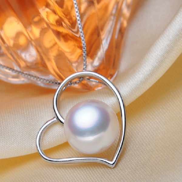 Nuevo collar de perlas, joyería de perlas, colgantes de corazón de amor de perlas naturales