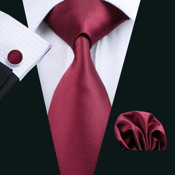 Nuevo conjunto de gemelos y broche de corbata para hombre en color rojo sólido