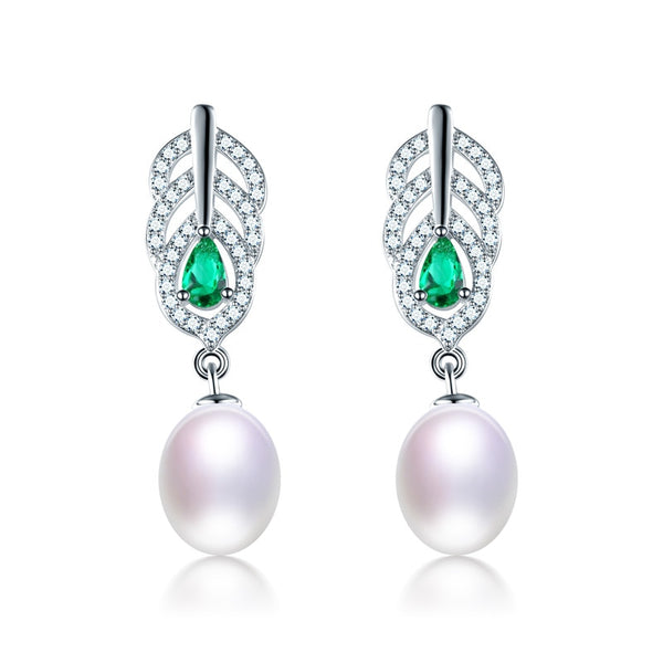 Created Nano Emerald Drop Earrings 925 Sterling Silver Earrings For Women