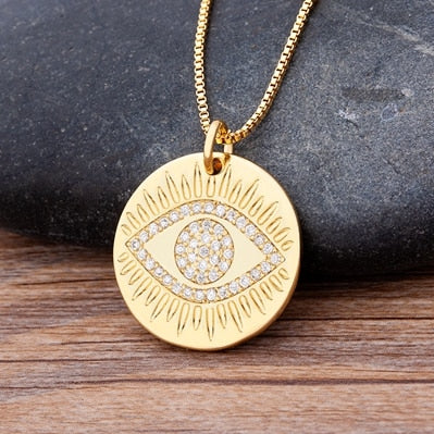 Collar de cadena de cobre con colgante redondo en forma de luna, 14 estilos, diseño de moda para mujer