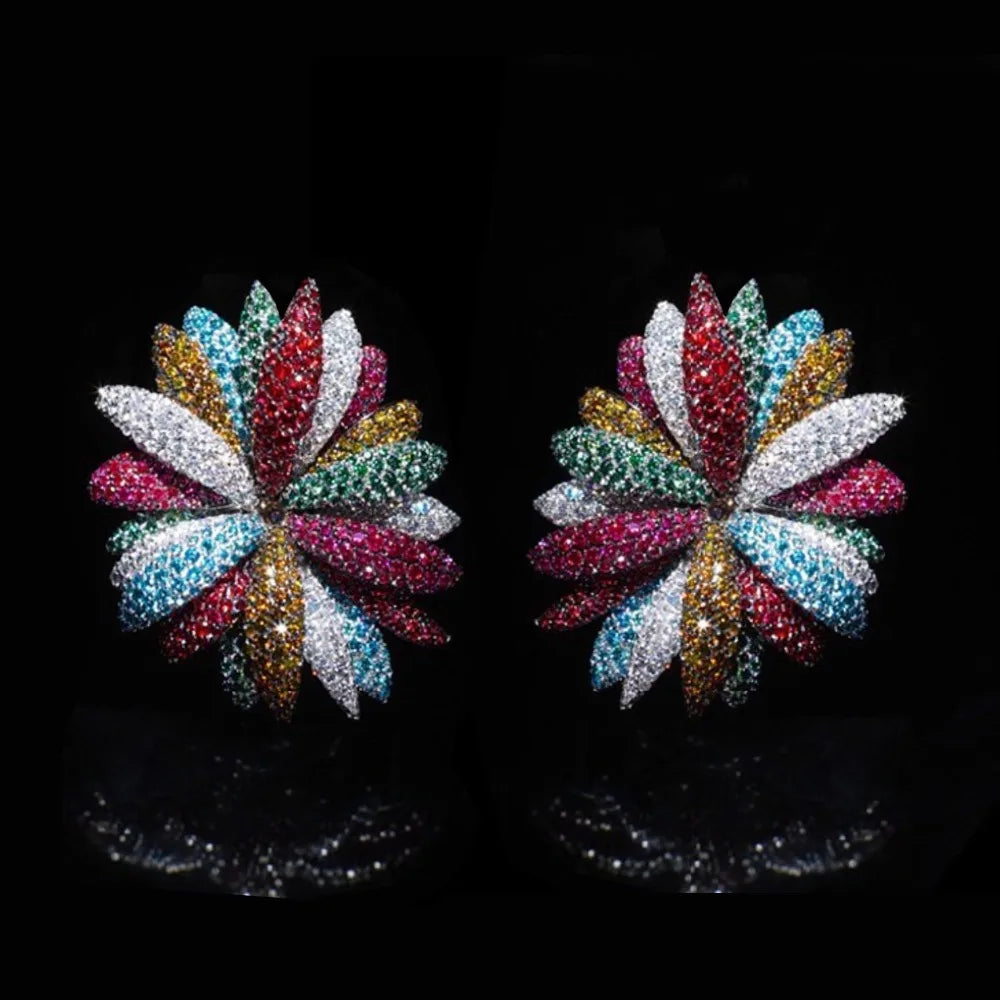 Trendy Multicolor Firework Flower Stud Earrings For Women