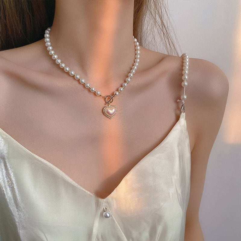 Korean Elegant Pearl Beads Necklace For Women