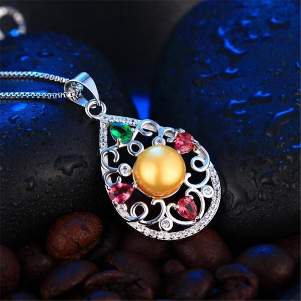 Collar con colgante de circonitas de colores en plata de ley 925 para mujer