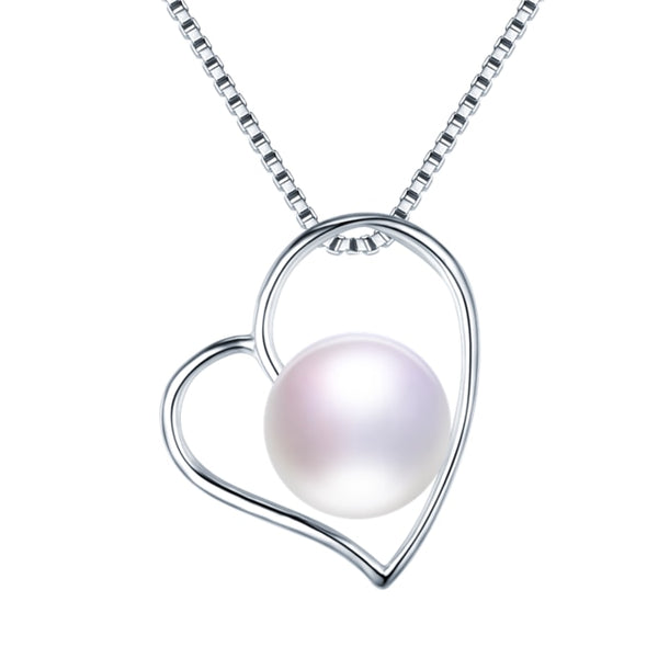 Collar con colgante de corazón de plata de ley 925 de moda