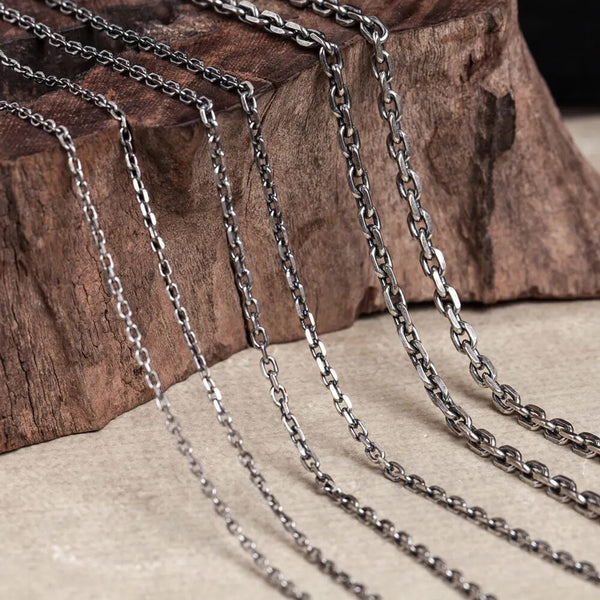 Collar de cadena de eslabones cubanos de plata de ley 925 estilo punk para hombres y mujeres