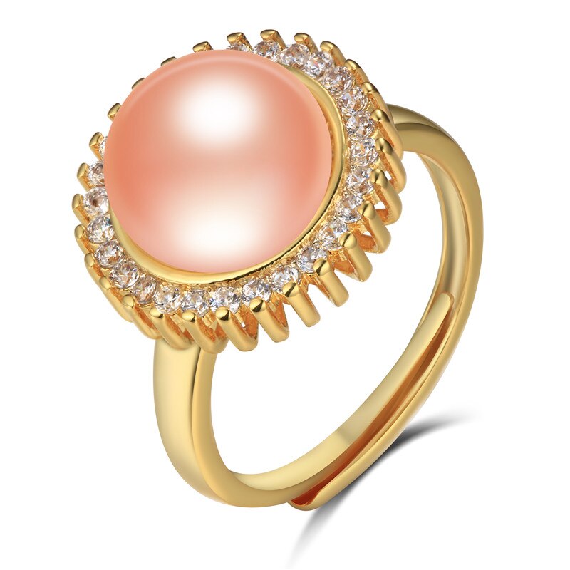 Genuine 100% Big 10mm Natural Freshwater Pearl Ring for Women