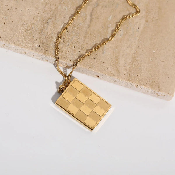 Collar a cuadros color ORO para hombre y mujer