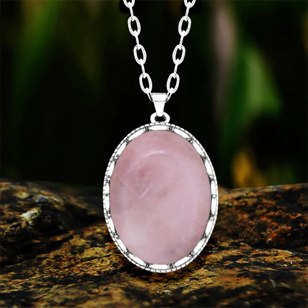 Collar vintage de lapislázuli de cuarzo rosa natural para mujer
