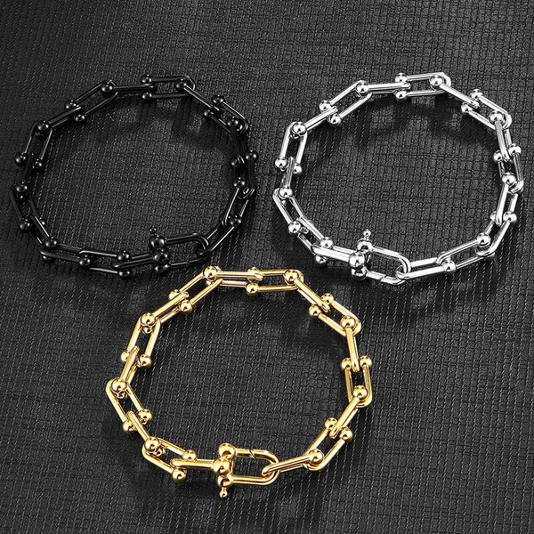 Pulsera de acero inoxidable para hombre, cadena de eslabones, accesorios punk para motocicleta