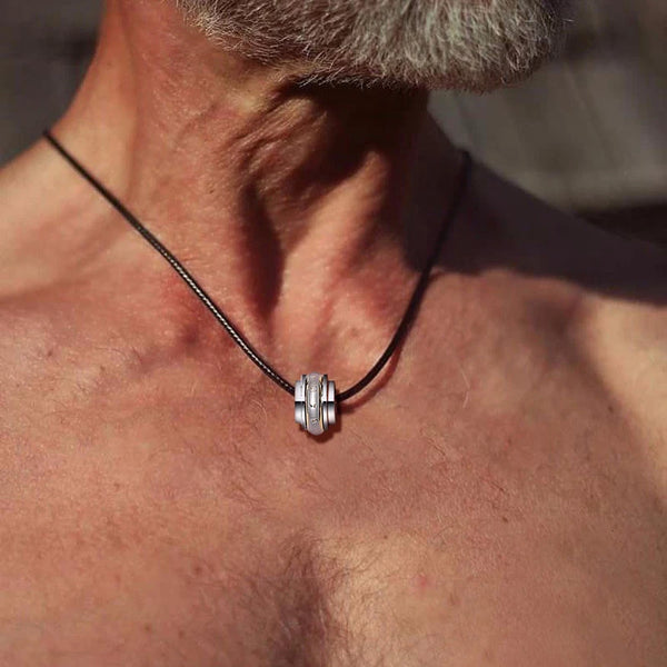 MANTRA LUCKY BEADS STAINLESS STEEL PENDANT NECKLACE