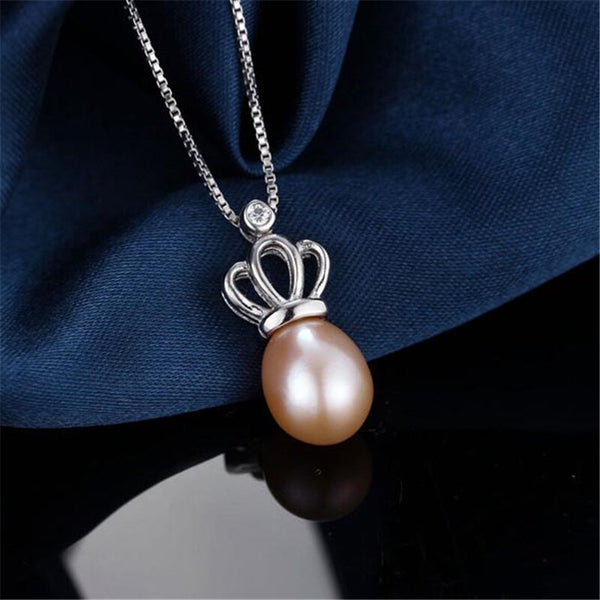 Collar de perlas ovaladas de agua dulce 100 % naturales genuinas de diseño clásico
