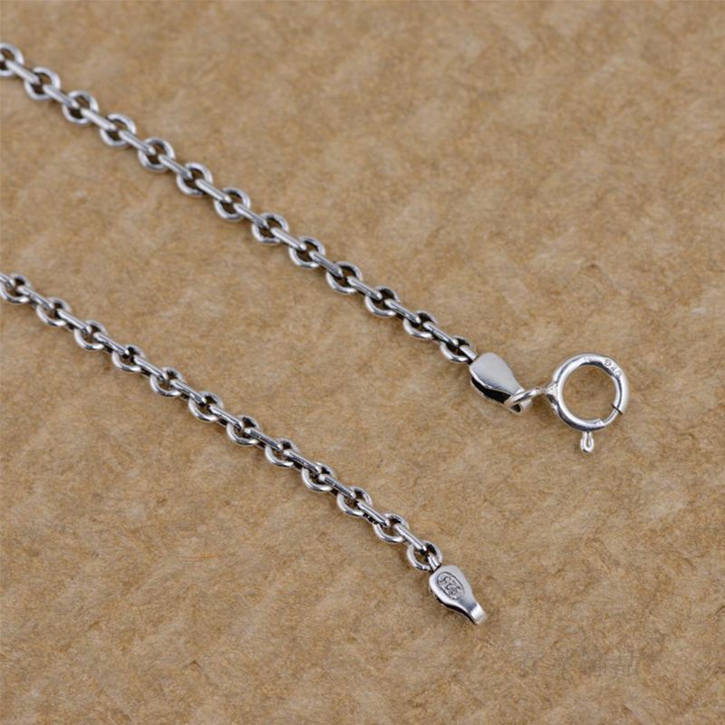 S925 Sterling Silver Vintage Round Buckle Cross Chain Necklace Woman men