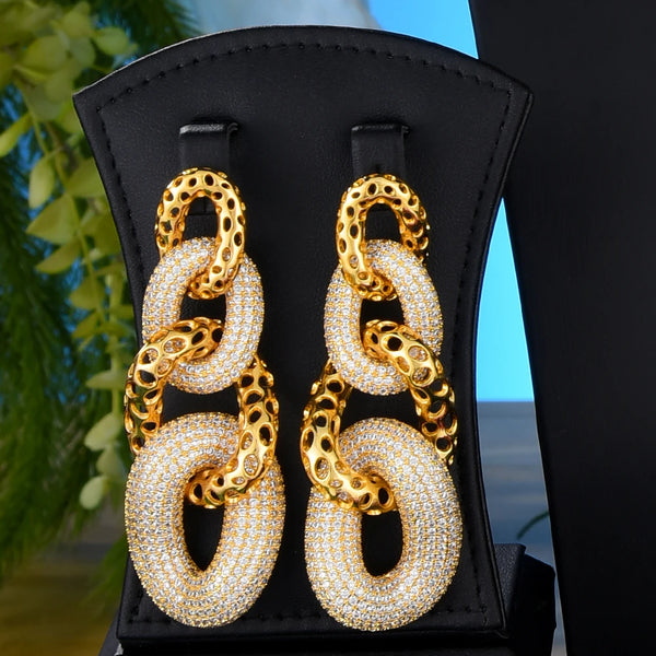 Hiphop Cuban Big Links Full Micro CZ Luxury African Jewelry Set For Women