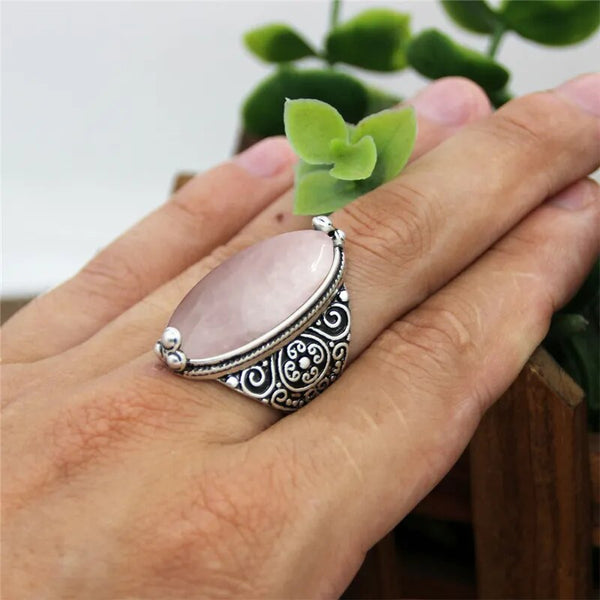 Anillos de cuarzo con forma de ojo vintage para mujer