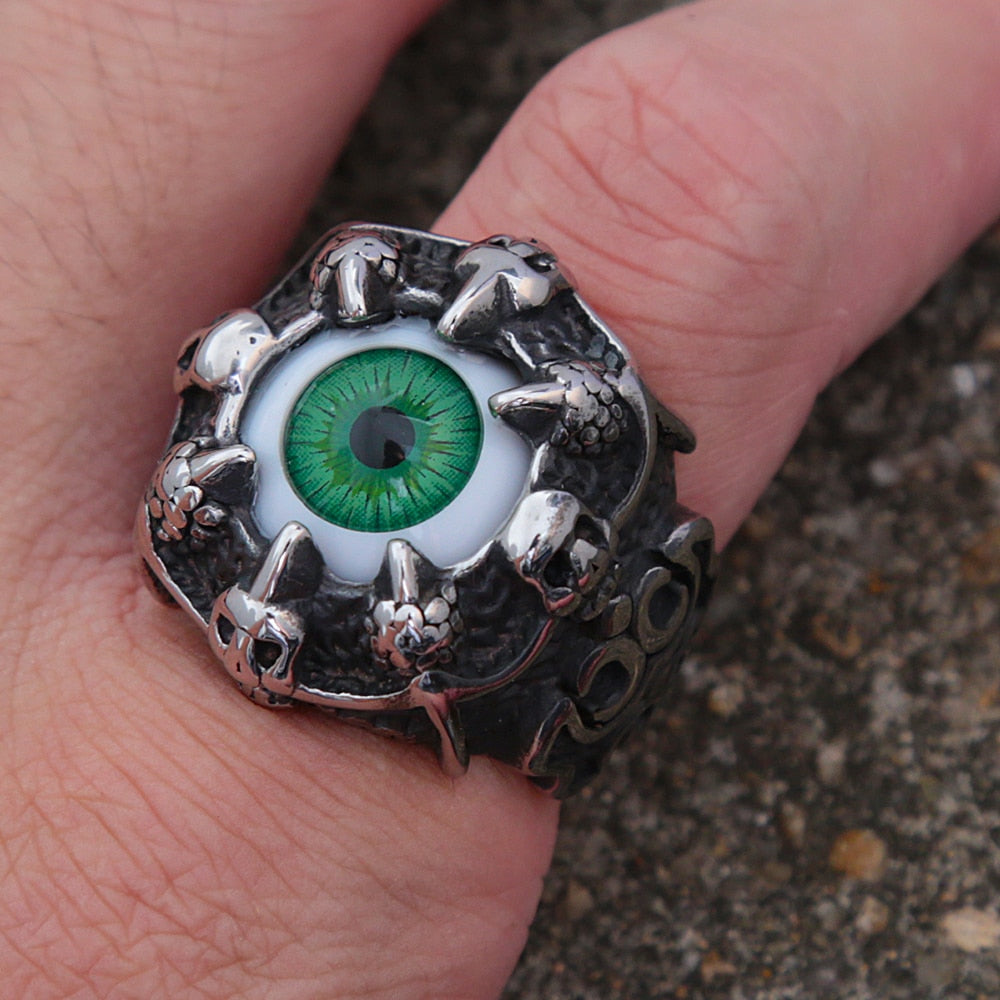 Gothic Creative Design Dragon Claw Demon Eye Ring Men