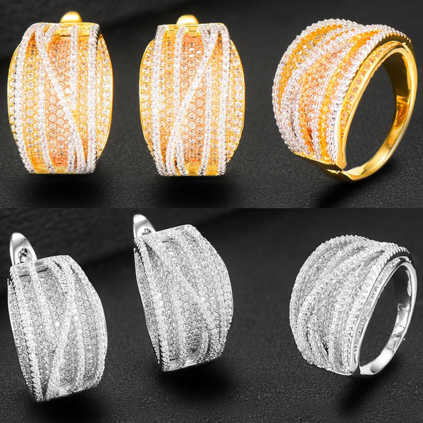 Luxury Chic DUBAI Statement Brand Earrings Ring Jewelry Sets for Women Earrings