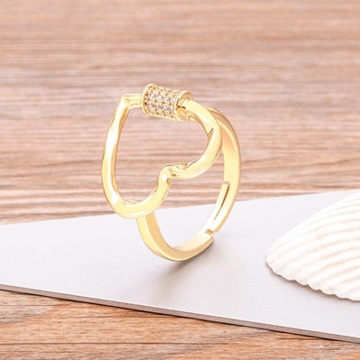 Anillos de corazón de cristal de circonita cúbica de alta calidad para mujer