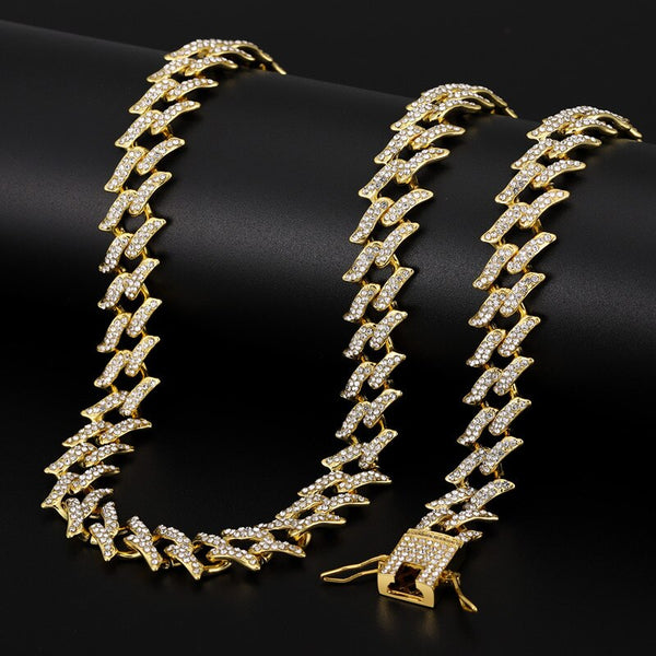 Hip Hop Necklaces Crystal Rhinestone Miami Cuban  Link Chain