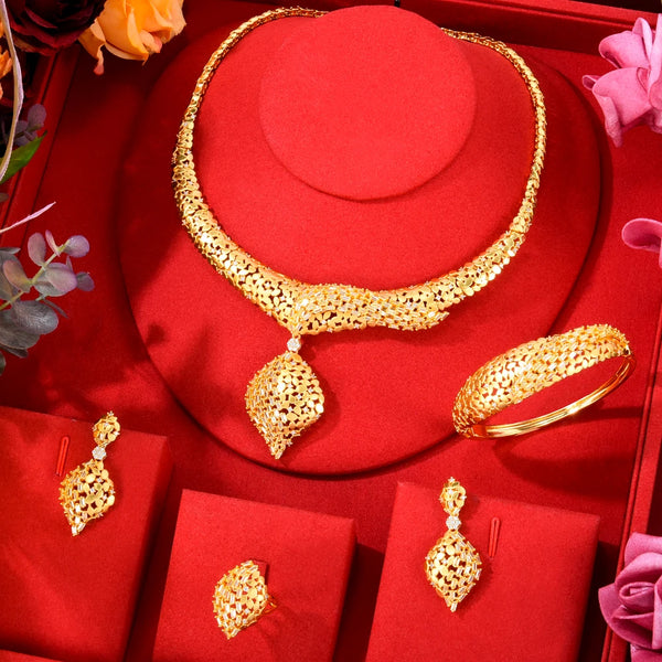 Luxury Original Jewelry Sets Earrings Necklace Bangle Ring 4PCS For Women