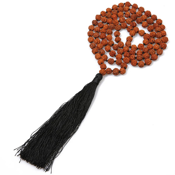 Collar anudado con 108 cuentas de Rudraksha y mala de japa para meditación, yoga y oración, para hombres y mujeres.