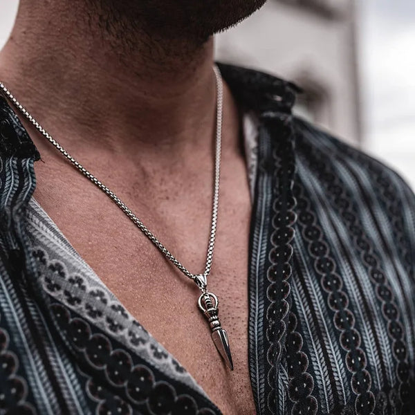 Men Stainless Steel Phurba Kilaya Pendant Necklace
