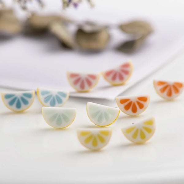 Cute cartoon fruit half watermelon Ceramic Earrings