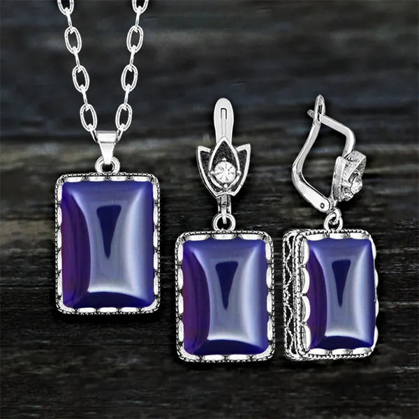 Conjunto vintage de cristal transparente cuadrado para mujer