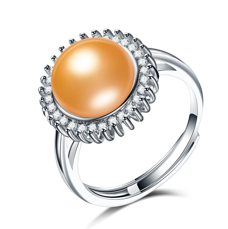 Genuine 100% Big 10mm Natural Freshwater Pearl Ring for Women