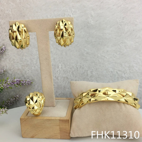 Conjuntos de aretes únicos chapados en 24 quilates, joyería fina para mujeres