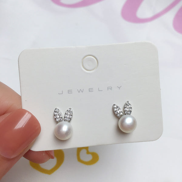 Pearl Earrings 2021 Trend Lovely Rabbit Ears 925 Silver Stud Earrings For Women