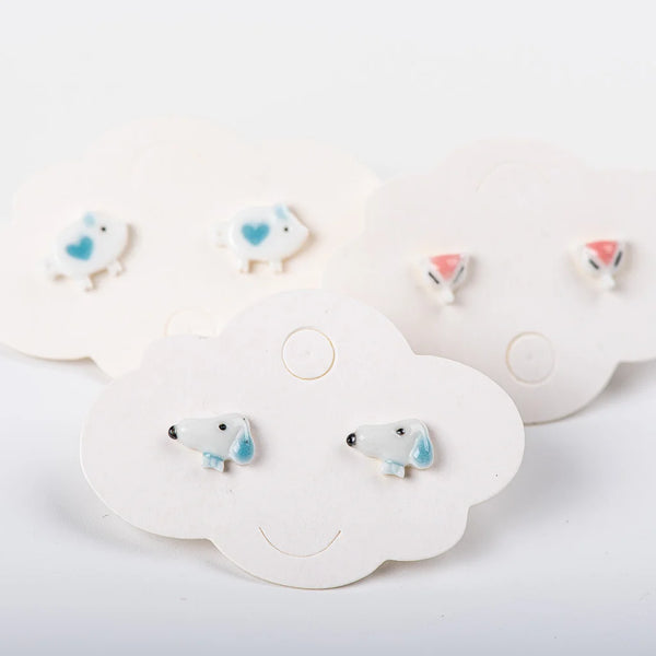 DIY Small Ceramic Stud earrings Flower Geometric Animal Stud Earrings
