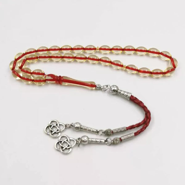 Rosario islámico Tasbih de resina transparente, pulsera roja musulmana, regalo de Eid