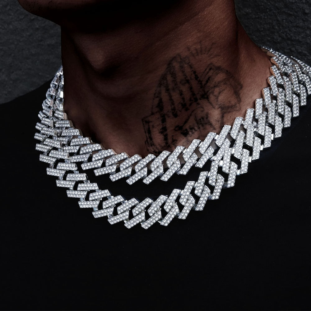 Men Hip Hop Chain Necklace 20mm Heavy Rhombus Cuban Chains