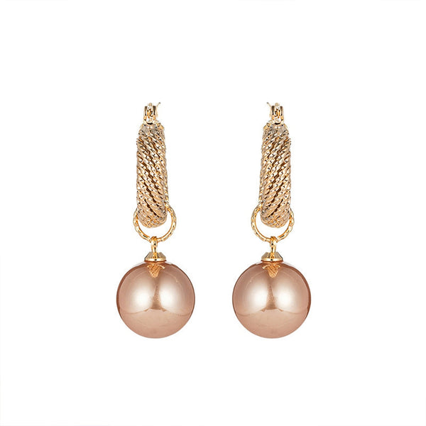 Champagne Simulated Pearl Dangle Earrings Women