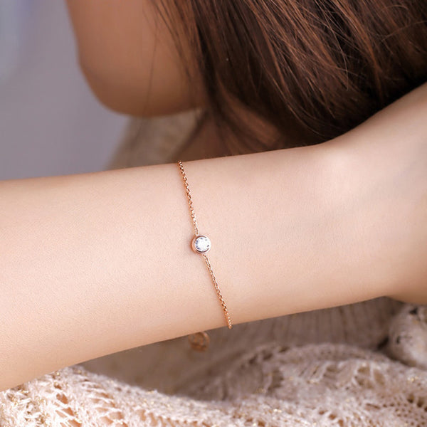 316L Stainless Steel  A Zircon Shiny Beautiful Golden Bracelet For Women