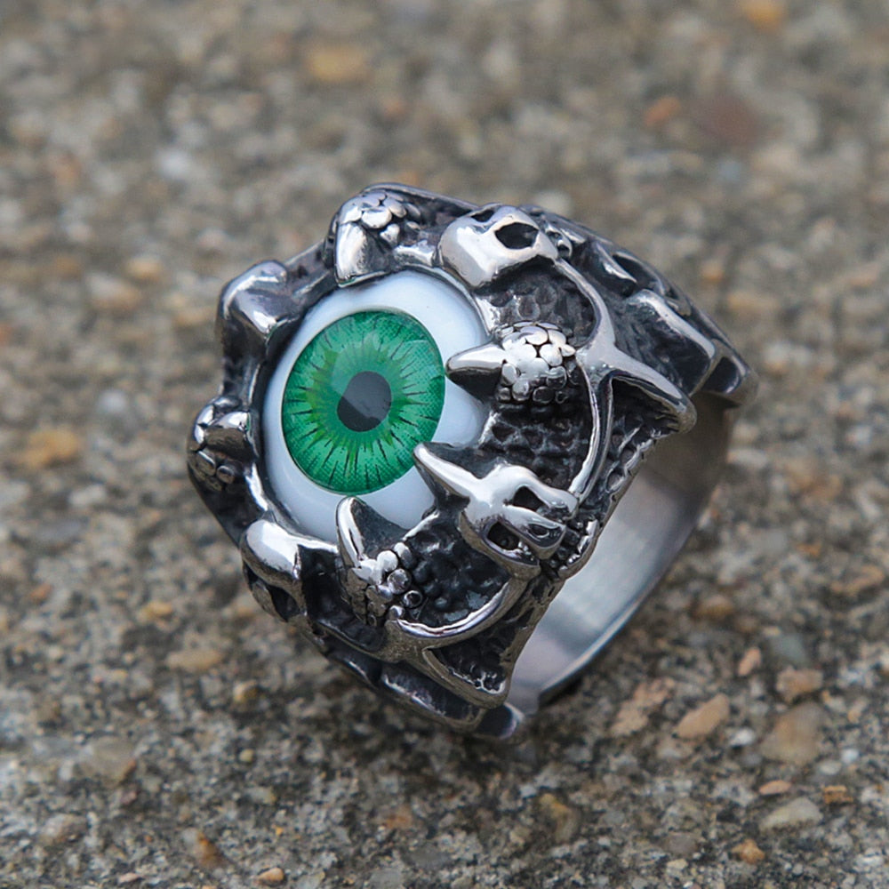 Gothic Creative Design Dragon Claw Demon Eye Ring Men